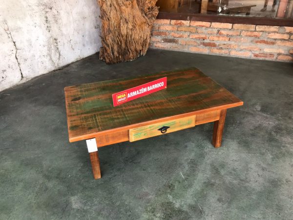 Mesa de Centro com gaveta mod. concha patinada