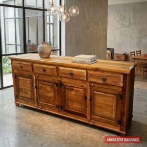 Buffet, Arcaz de madeira 4 portas med. 2.00x0.40x0.90m